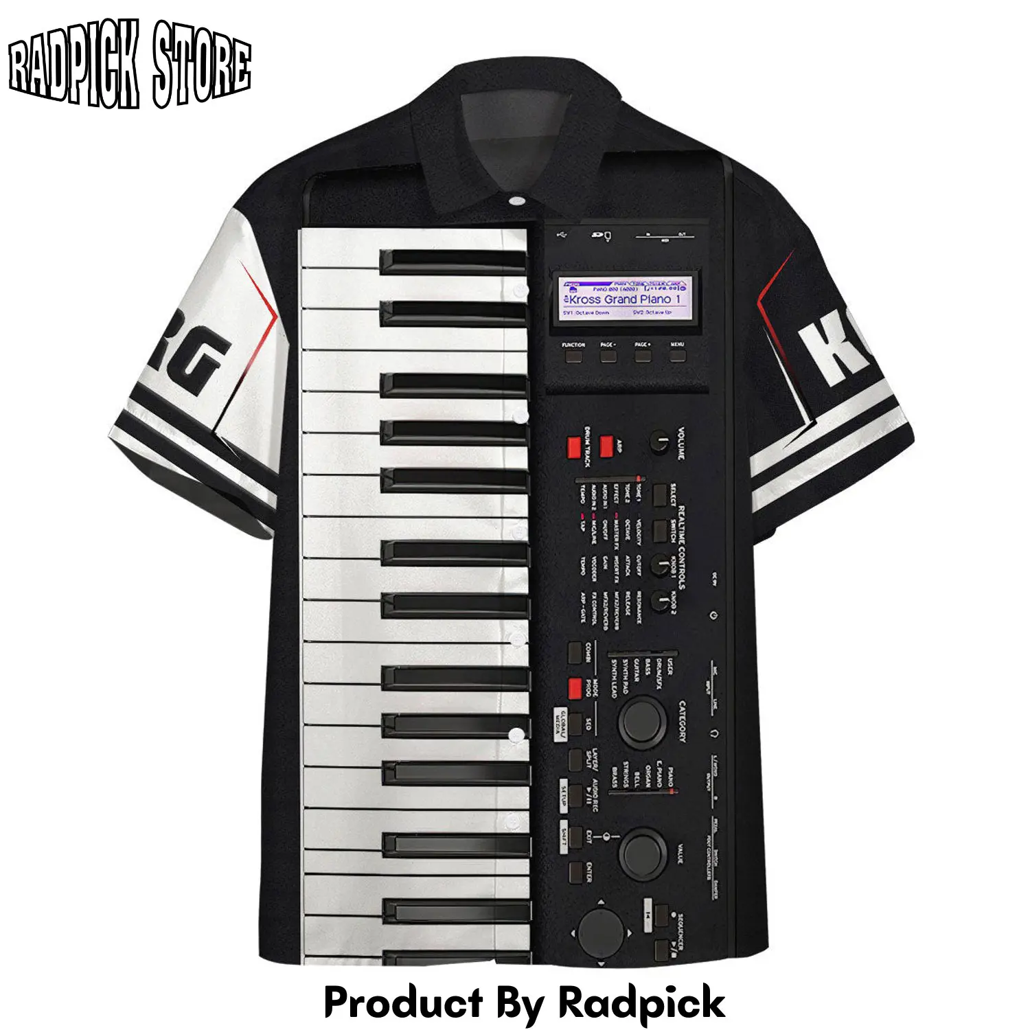 Radpick 3d keyboard piano hawaii shirt rp292621